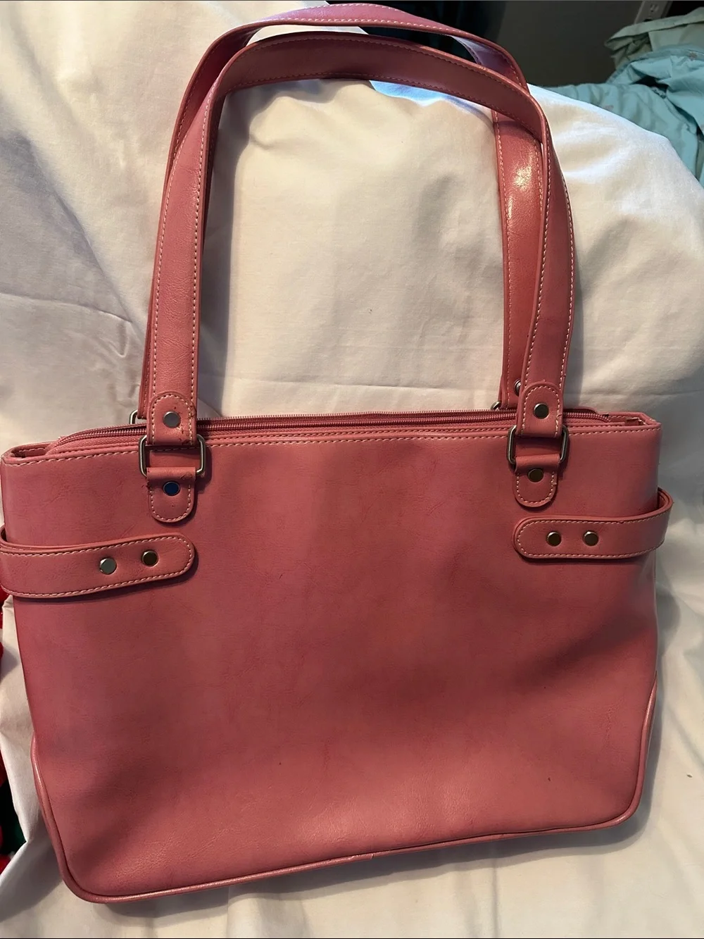Franklin Covey Women's Leather Laptop Bag in Dusty Rose/Pink